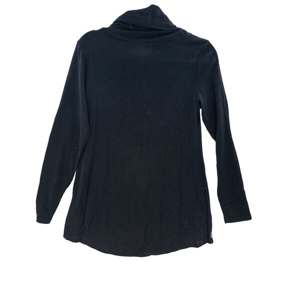 Belldini Women's Tunic Sweater Cowl Neck Top Black Turtleneck Grommet Medium - Picture 5 of 9